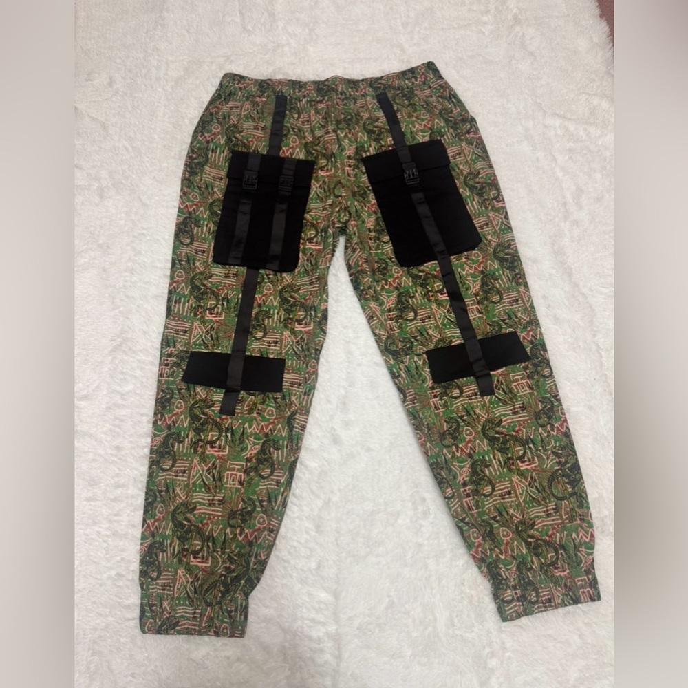New 3x men’s Dino dinosaur rave festival cargo pants outfit camp pockets raver